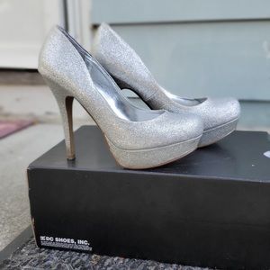 Silver Glitter Platform Heels